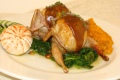 Roasted Quail Studded with our cornbread stuffing/