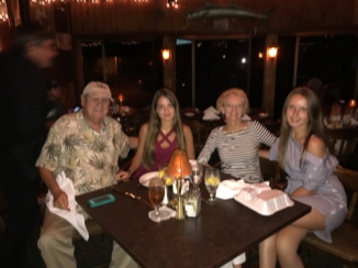 Valerlia-Karyna dining with Tommy Lynn &amp; David Hinson at The Boar's Head Restaurant PCB, FL .